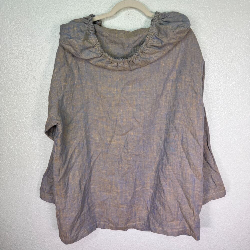 B Hadikusumo Jacket Womens One Size Lagenlook Linen Hooded Button Front - Picture 2 of 12